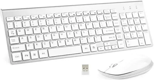 Silver &amp; white wireless Keyboard And Mouse Combo Set 2.4G KS15BS-3