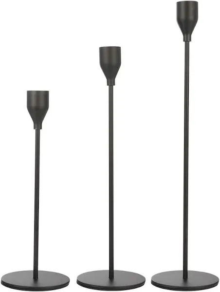 Set of 3 Black Candlestick Holders Black Candle Holder Taper Candle Holders Candle Holders Decorative Candlestick Holder for Home Decor, Wedding, Dinning, Party, Anniversary (Black)