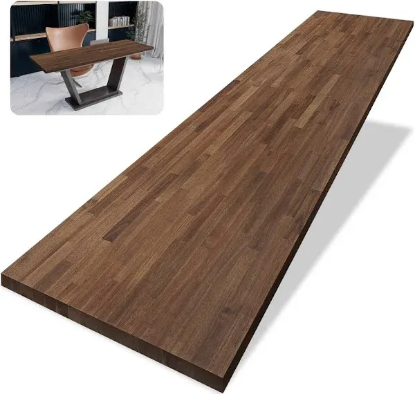 48 x 25 in. Solid Wood Table Top, Dark Walnut Stained Acacia Desktop for Standing Desk/Office Tabletop/Countertop, 1in. Thick