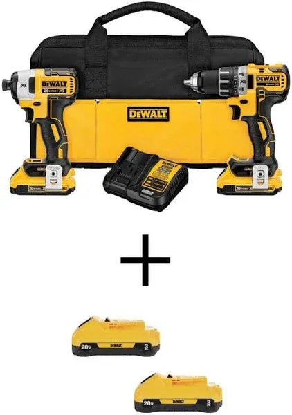 DEWALT 20V MAX XR Cordless Brushless Drill/Impact 2 Tool Combo Kit 