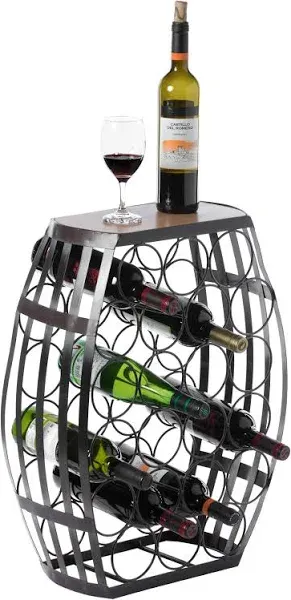 Vintiquewise QI003805 23.75 x 18 x 7 in. Barrel Shaped 22 Bottles Decorative ...