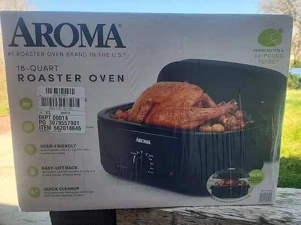 Aroma ART-718BH 18Qt. Roaster Oven with High-Dome Lid Black