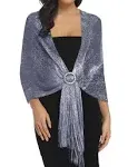 Rheane Shawls and Wraps for Evening Dresses Navy Blue Evening Wraps Shawls and Wraps for Weddings Fall Sheer 2024 Dressy Scarf (Navy with Silver