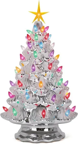 Milltown Merchants Silver Ceramic Christmas Tree