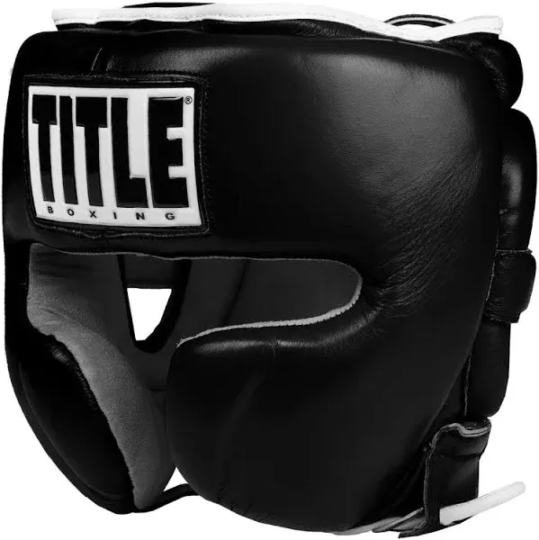 Title Boxing Leather Training Sparring Headgear Medium Red