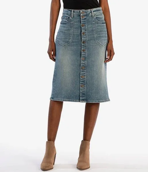 Kut from The Kloth Rose Button Front Denim Skirt