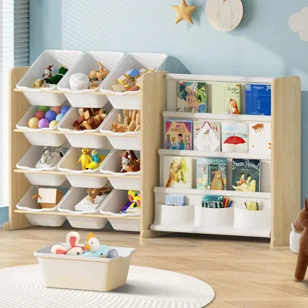 Toy Storage Organizer with Bookshelf