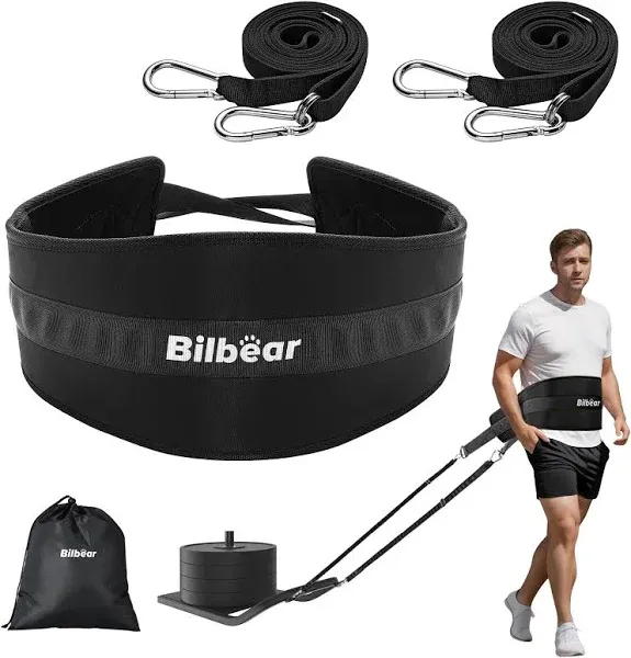 Sled Pulling Belt,Adjustabl<wbr/>e Sled Training Waist Belt, Belt for Pulling with 2 P