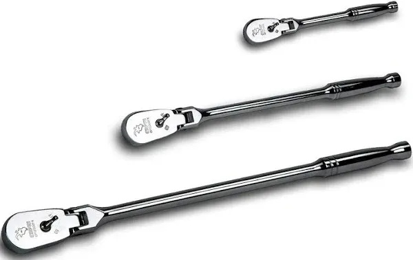 1/4&#034;,3/8&#034;,1/2&#034;<wbr/>Drive 72-Tooth Flex-Head Low Profile Ratchet Set(3-Piece)