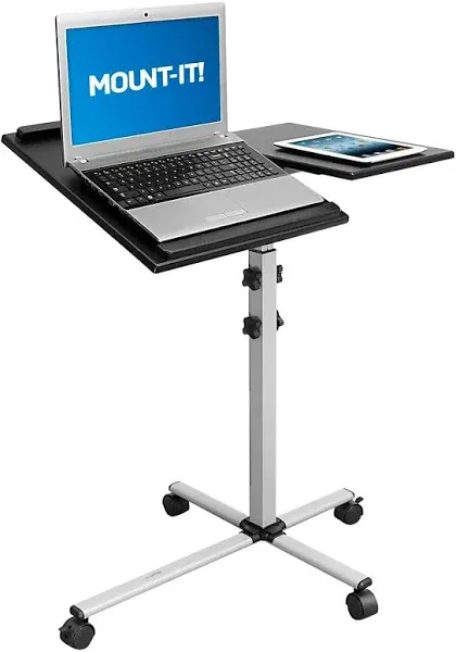 Rolling Laptop Tray Projector Cart Height Adjustable Presentation Cart w/ Wheels