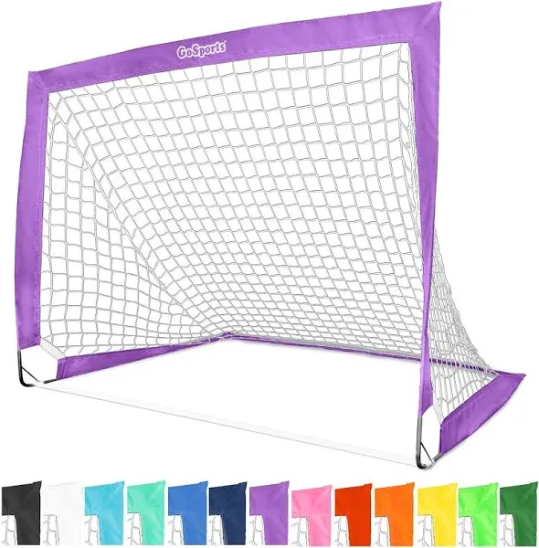 GoSports Team Tone 6 ft x 4 ft Portable Soccer Goal for Kids - Pop Up Net for Backyard - Purple