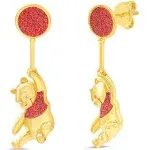 Disney | Womens Winnie the Pooh Gold Plated Red Glitter Balloon Swinging Earrings - Gold tone, red | Realry