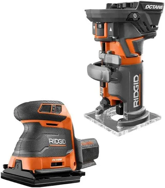 RIDGID Compact Router 18V Cordless W/ 1/4&#034; Bit,Round+Squa<wbr/>re Bases+Collet Wrench