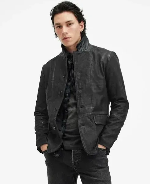 AllSaints Men's Survey Layered Leather Blazer