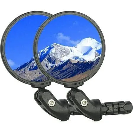 BriskMore 2PCS Bike Mirrors,Bike Bar End Mirror, HD Glass Convex Lens Bicycle