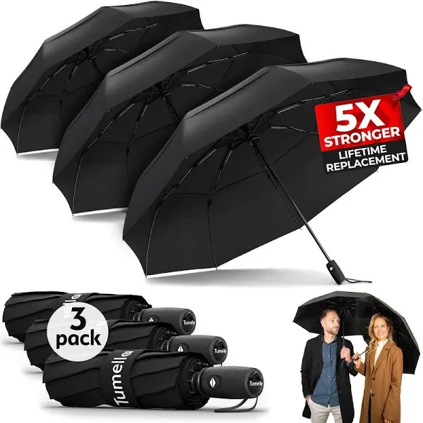 Tumella Strongest Windproof Travel Umbrella, Small Strong but Light Portable and Automatic Folding Rain Umbrella