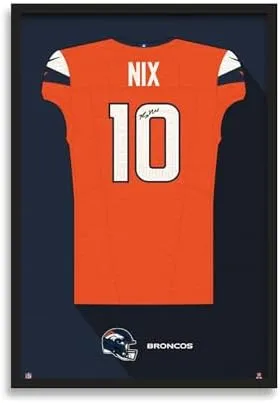 Bo Nix Denver Broncos Framed Jersey Art Print