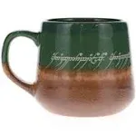 Silver Buffalo Lord of The Rings Elven Text High Gloss Reactive Glaze Tapered Pottery Mug,14 Ounces