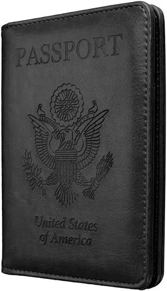 Leather RFID Blocking Passport Holder Cover Wallet