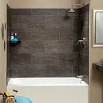 Palisade 23.2 in. x 11.1 in. Interlocking Vinyl Tile Shower and Tub Surround Kit in Ashen Slate