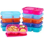 Easylunchboxes - Bento Lunch Boxes - Reusable 3-Compartment Food Containers for School, Work, and Travel, Set of 4, (Jewel Brights), Multicolor