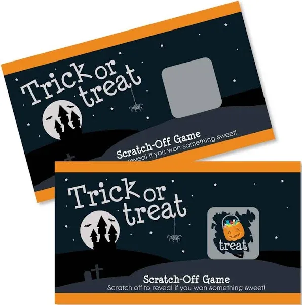 Big Dot of Happiness Trick or Treat Halloween Party Game Scratch Off Cards