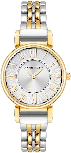 Anne Klein Watch Women 30mm Gold Silver Two Tone New Battery 6.75"