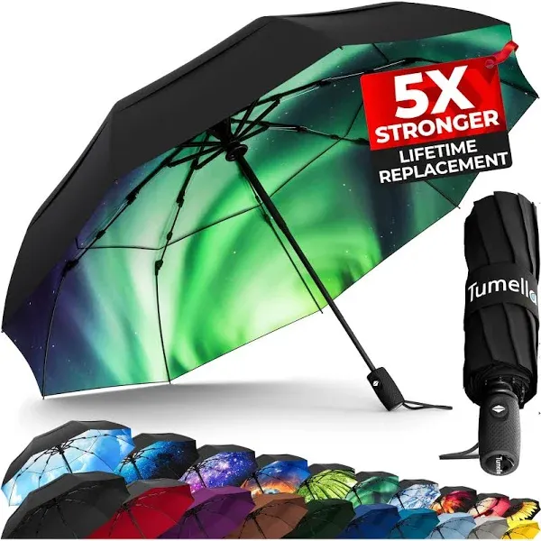 Tumella Strongest Windproof Travel Umbrella, Small Strong but Light Portable and Automatic Folding Rain Umbrella