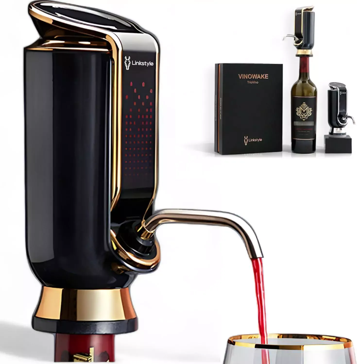 Linkstyle.life Triovino 3-in-1 Electric Wine Aerator, Dispenser, and Preserver