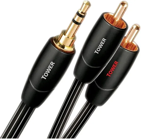 AudioQuest 3m Tower 3.5mm - 2xRCA Audio Cable 3.5mm Black - Audio Cables (3.5mm, 2 x RCA, Copper, 3 m, Black)