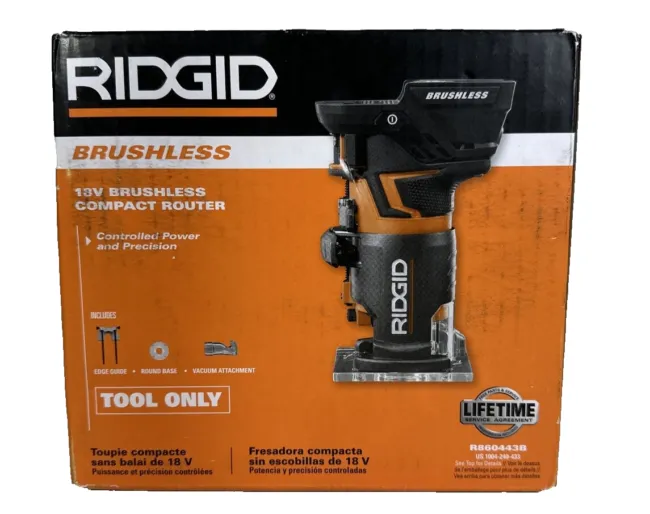 RIDGID 18V OCTANE Brushless Cordless Compact Fixed Base Router with 1/4 Bit and Bases and