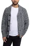 X-Ray Men's Shawl Collar Cable Knit Cardigan - Charcoal Gray