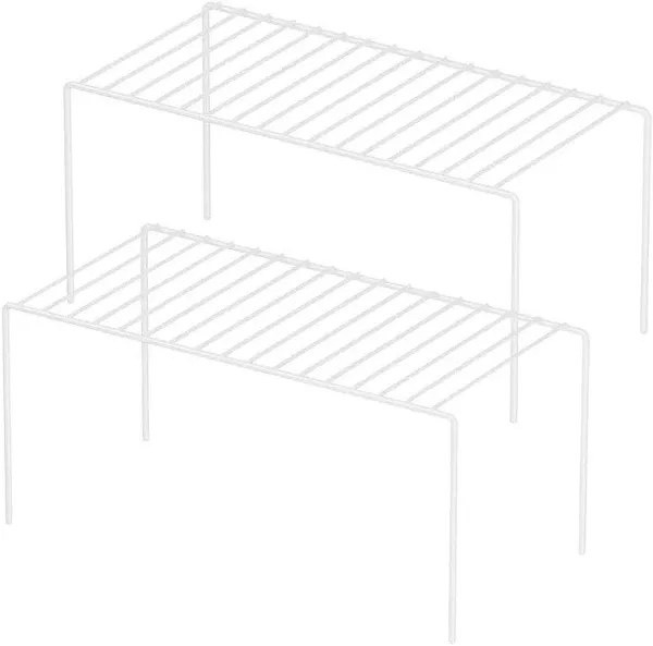 Set of 2 Large (16.1 x 10.2 Inch) Cabinet Storage Shelf Rack, Kitchen Shelves...