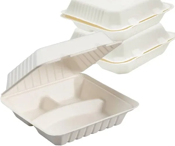 Perfectware 100% Compostable 3 Comp Take Out Food Containers