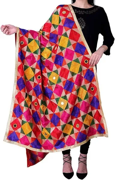 Way2Like Phulkari Dupattas for Womens Length- 2.25 mtr (Approx), Multicolor 