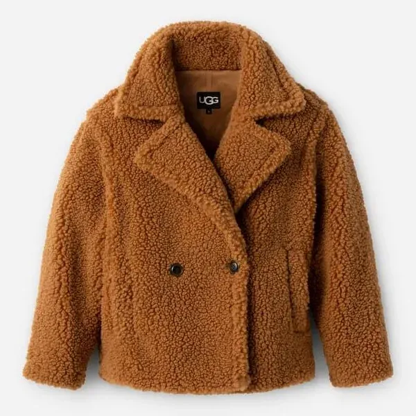 NWT - UGG Gertrude Short Teddy Coat in Chestnut Brown