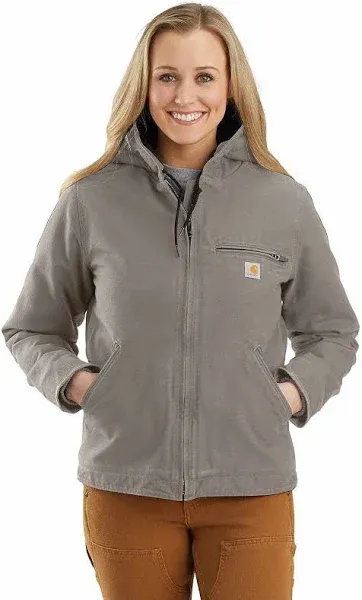 Carhartt Women's Washed Duck Sherpa-Lined Jacket, Taupe Gray