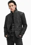 AllSaints Gray Survey Double Layered Leather Blazer for men