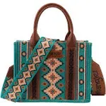 Wrangler Southwestern Print Small Canvas Tote/Crossbody - Turquoise