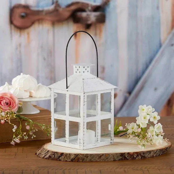 Kate Aspen Vintage White Distressed Lantern