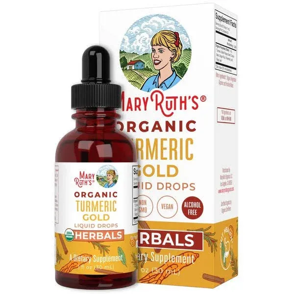 MaryRuth&#039;s Organic Turmeric Gold Herbal Blend Liquid Drops, 1oz.