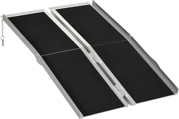 Homcom Aluminum Portable Skidproof PVC Carpeted Folding Wheelchair Ramp