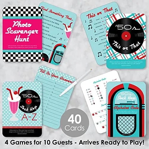 Big Dot of Happiness 50's Sock Hop 1950s Rock N Roll Party Games