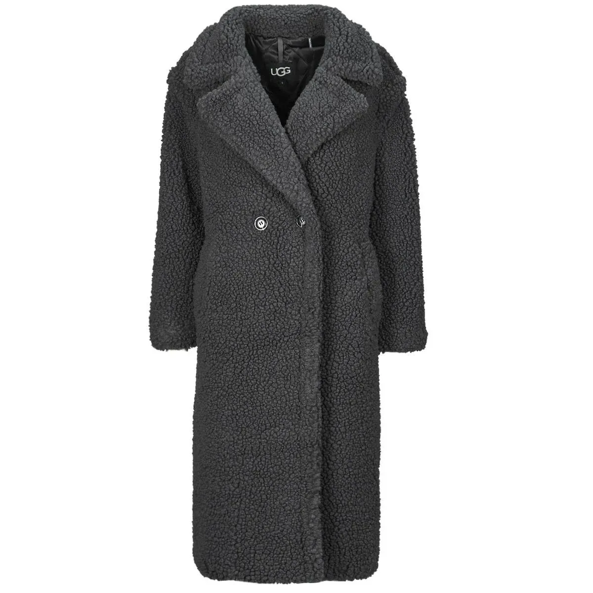 UGG Gertrude Long Teddy Coat - Black - Size M - Women