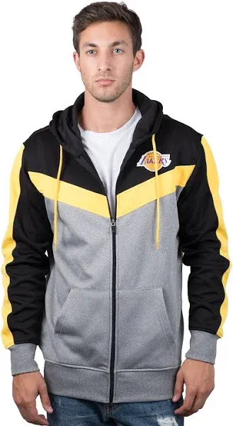 Ultra Game Men's Los Angeles Lakers Contrast Back Cut Full Zip Hoodie