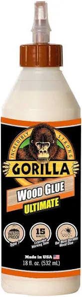 Gorilla Ultimate Waterproof Wood Glue; 18 Ounce; Natural Color; 1 Pack 