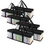 DVD Storage Bags Set of 6 Clear PVC Media Holder Case Handles Dvds/Cds/Vhs Box