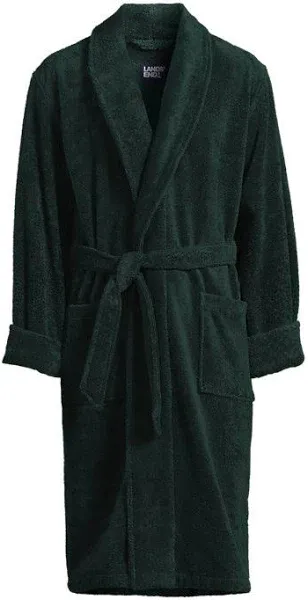 Lands' End Men's Calf Length Turkish Cotton Terry Bathrobe