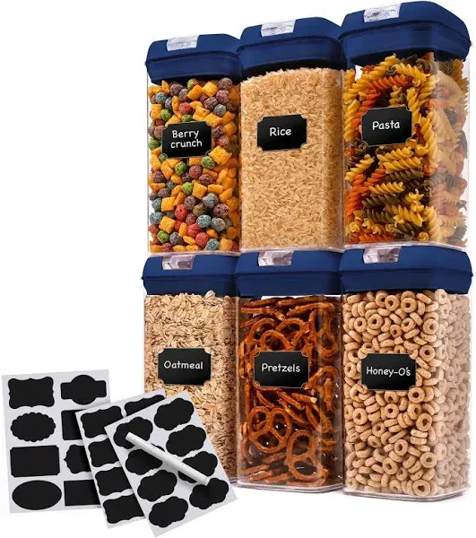 Cheer Collection Set of 6 42oz Airtight Food Storage Containers