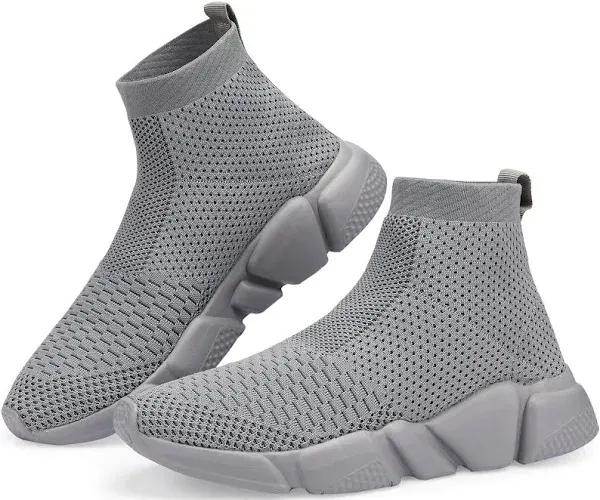 Mens Lightweight Hi Top Knit Training Gym Casual Sneakers Shoes Size 8.0 M, Gray